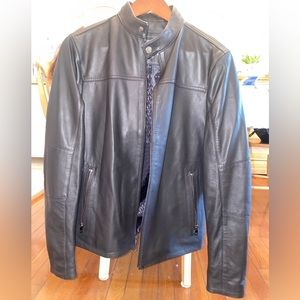 Mens Leather Racing Jacket - S - Black